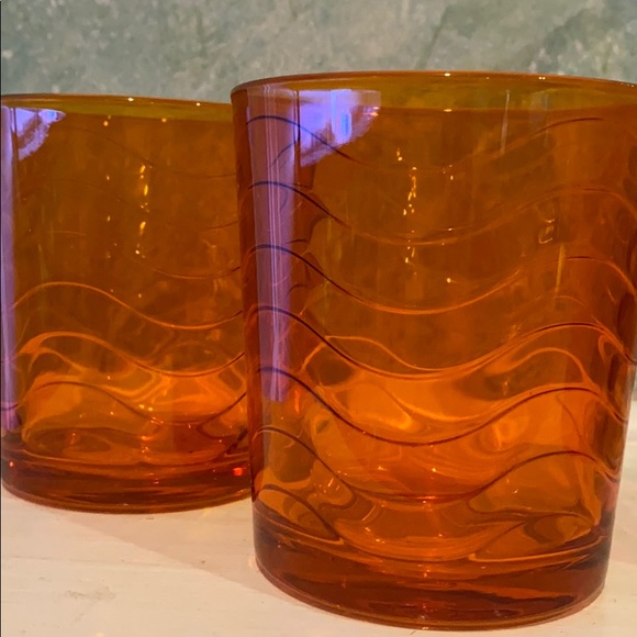 Kitchen Set Of 2 Orange Color Glass Tumblers Poshmark